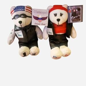 Biker bear bandana plush toy set usps stamp 90s vintage new with tags